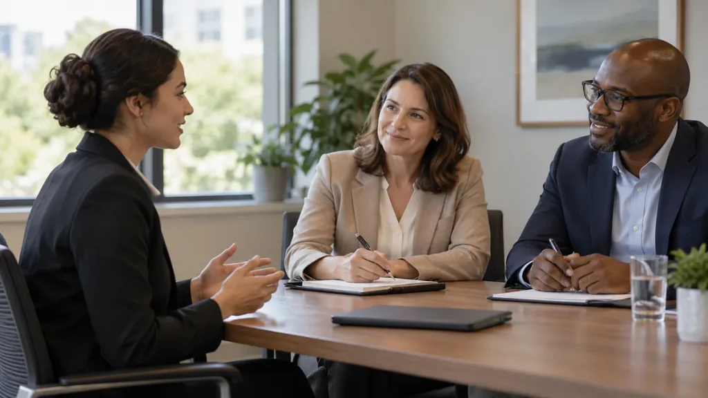Applicant meeting a panel during hospital interview preparation