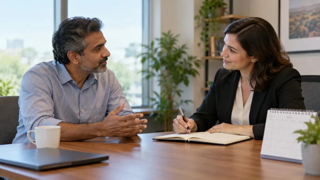 Employee and manager discussing a hospital return to work schedule